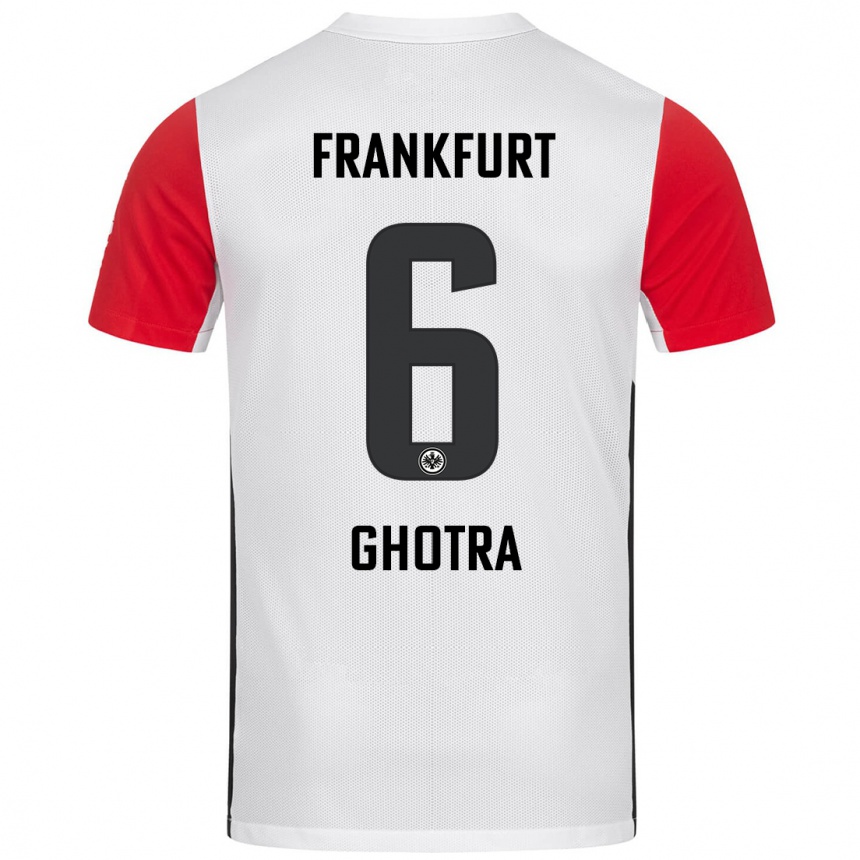 Men Football Harpreet Ghotra #6 White Red Home Jersey 2024/25 T-Shirt Za