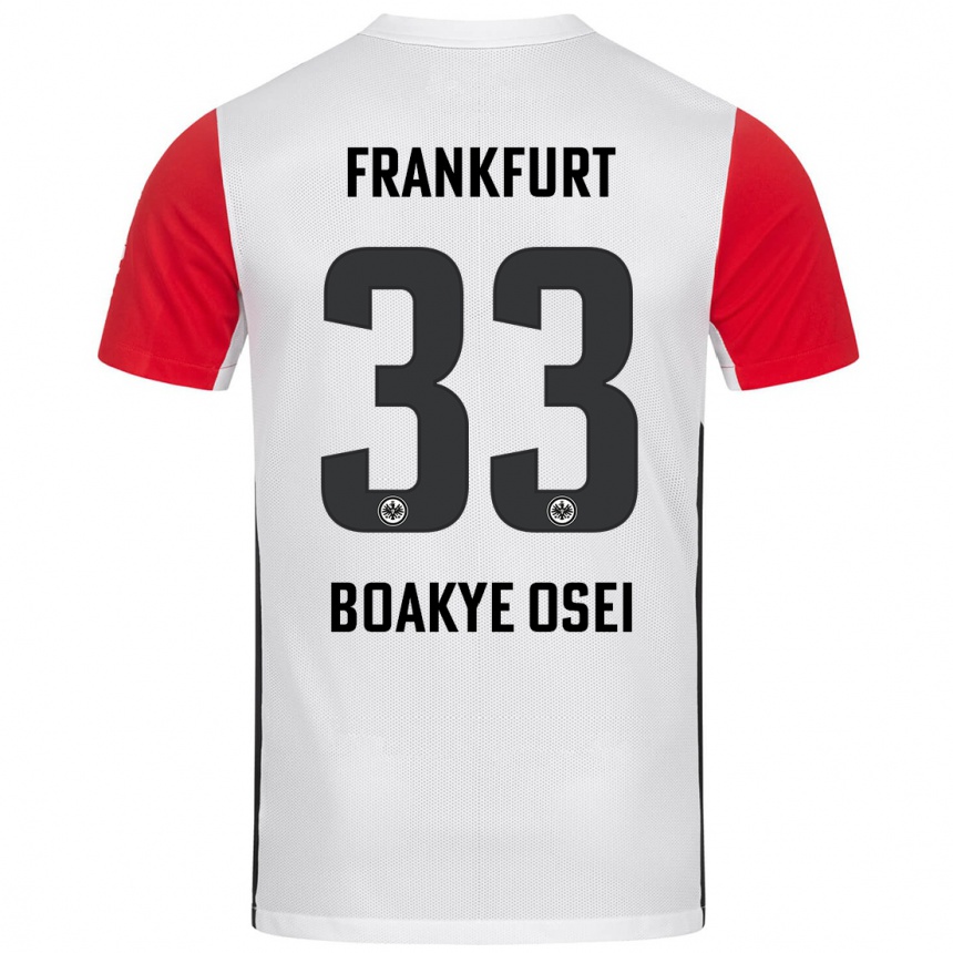 Men Football Derek Boakye-Osei #33 White Red Home Jersey 2024/25 T-Shirt Za