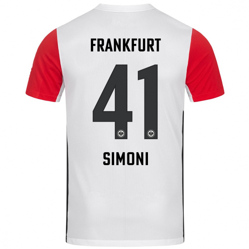 Men Football Simon Simoni #41 White Red Home Jersey 2024/25 T-Shirt Za