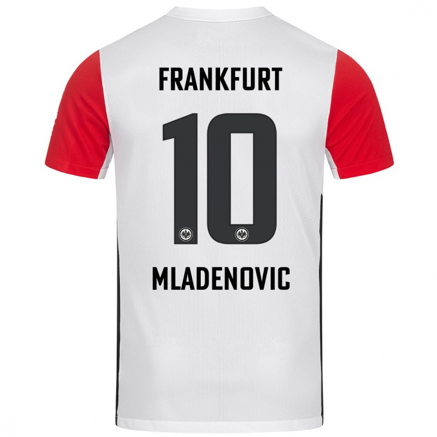 Men Football Marko Mladenovic #10 White Red Home Jersey 2024/25 T-Shirt Za