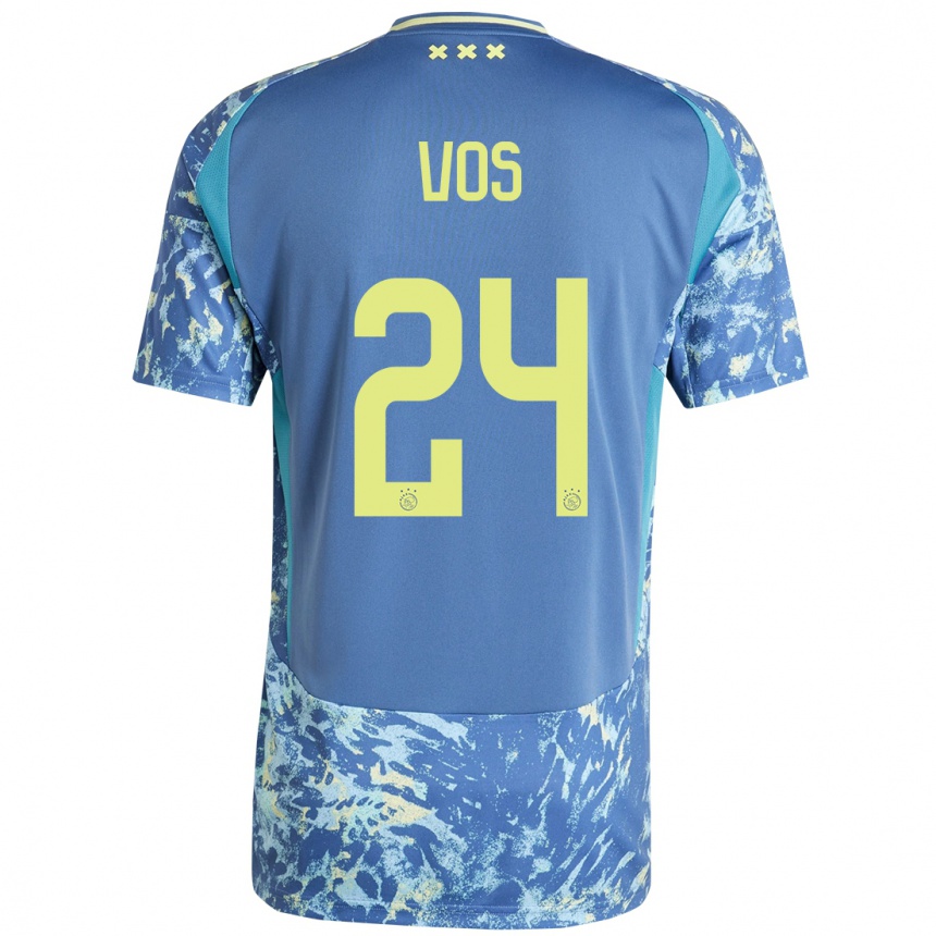 Men Football Silvano Vos #24 Grey Blue Yellow Away Jersey 2024/25 T-Shirt Za