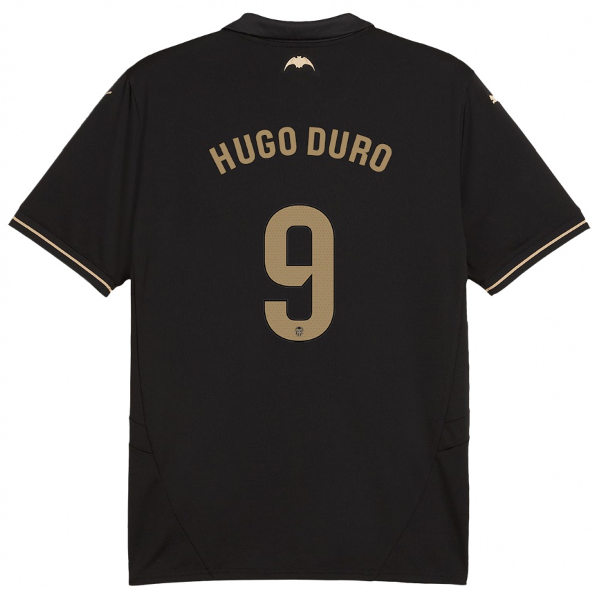 Men Football Hugo Duro #9 Black Away Jersey 2024/25 T-Shirt Za