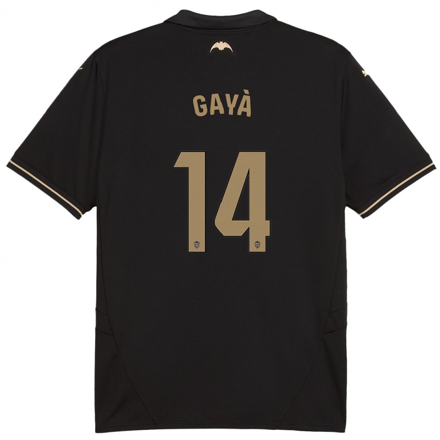 Men Football José Gayà #14 Black Away Jersey 2024/25 T-Shirt Za