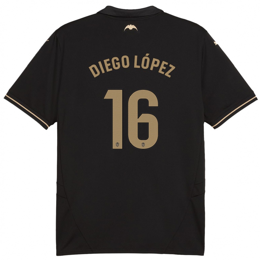 Men Football Diego López #16 Black Away Jersey 2024/25 T-Shirt Za