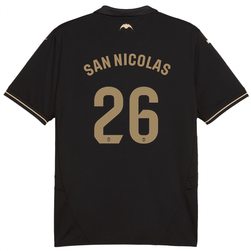 Men Football Olga San Nicolas #26 Black Away Jersey 2024/25 T-Shirt Za