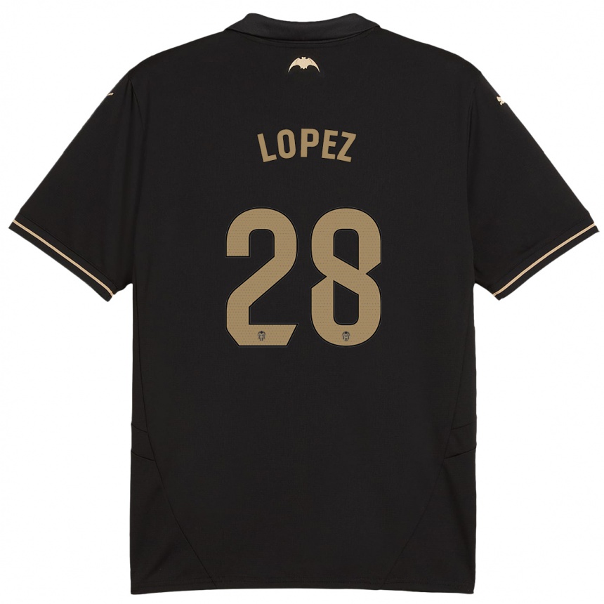 Men Football Saray Lopez #28 Black Away Jersey 2024/25 T-Shirt Za