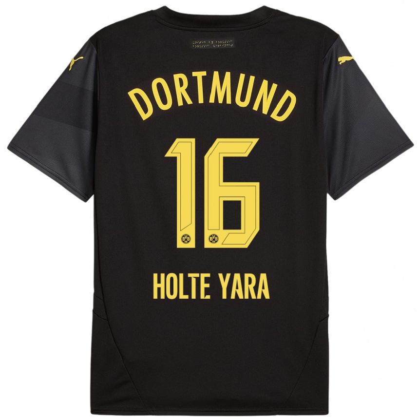 Men Football Ten Holte Yara #16 Black Yellow Away Jersey 2024/25 T-Shirt Za