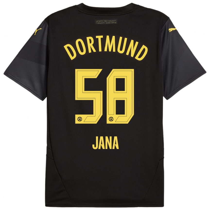 Men Football Nordberg Jana #58 Black Yellow Away Jersey 2024/25 T-Shirt Za