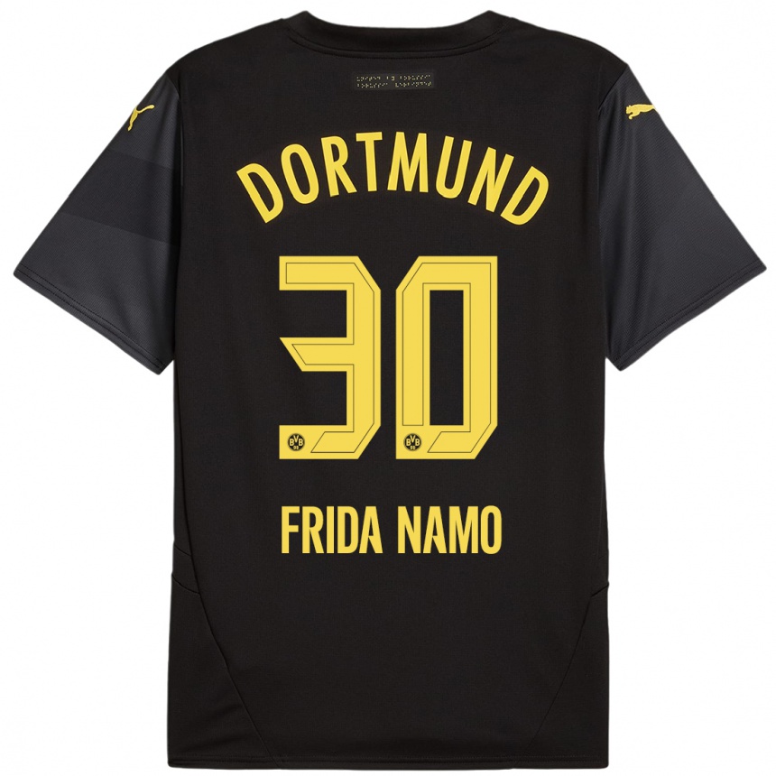 Men Football Ronning Frida Namo #30 Black Yellow Away Jersey 2024/25 T-Shirt Za