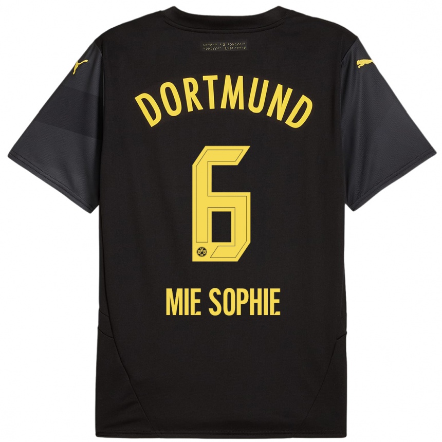 Men Football Sando Mie Sophie #6 Black Yellow Away Jersey 2024/25 T-Shirt Za