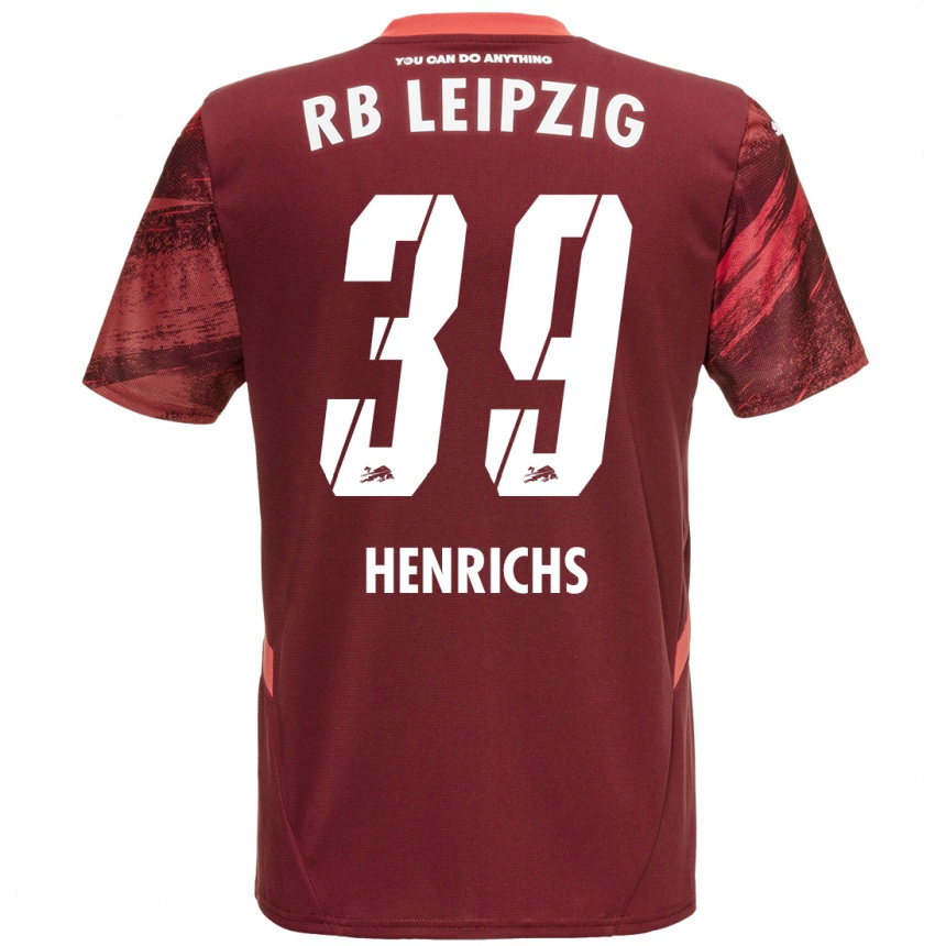 Men Football Benjamin Henrichs #39 Burgundy Away Jersey 2024/25 T-Shirt Za