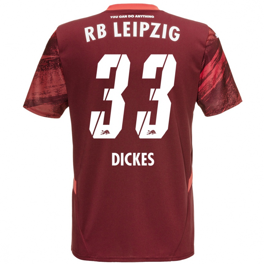 Men Football Fernando Dickes #33 Burgundy Away Jersey 2024/25 T-Shirt Za