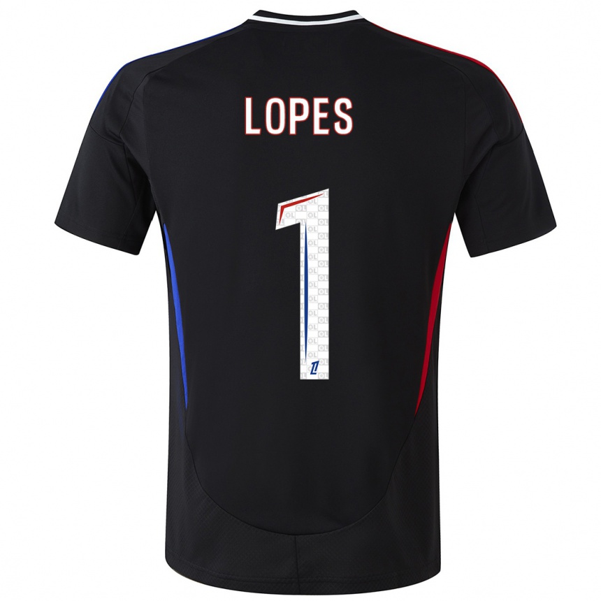 Men Football Anthony Lopes #1 Black Away Jersey 2024/25 T-Shirt Za