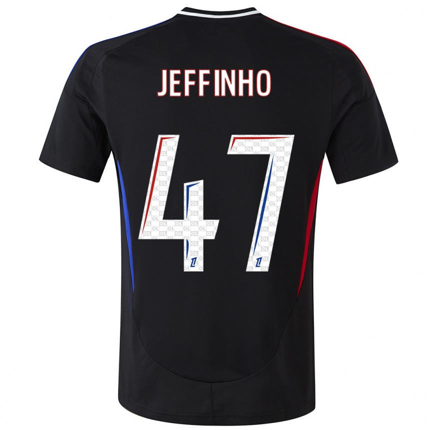 Men Football Jeffinho #47 Black Away Jersey 2024/25 T-Shirt Za