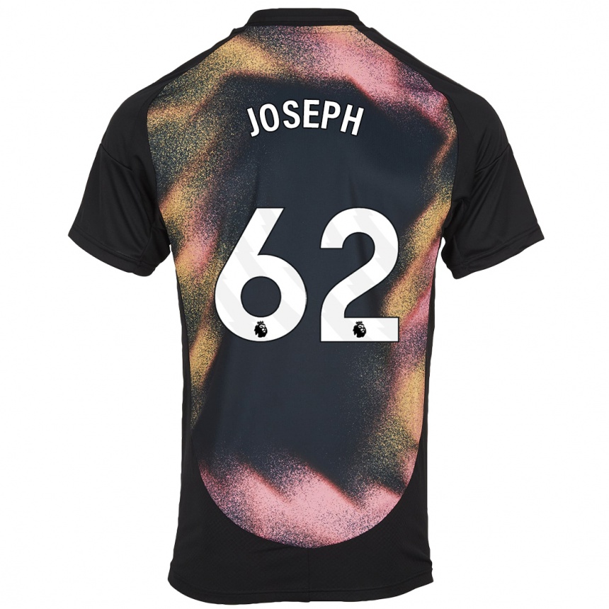 Men Football Jayden Joseph #62 Black White Away Jersey 2024/25 T-Shirt Za