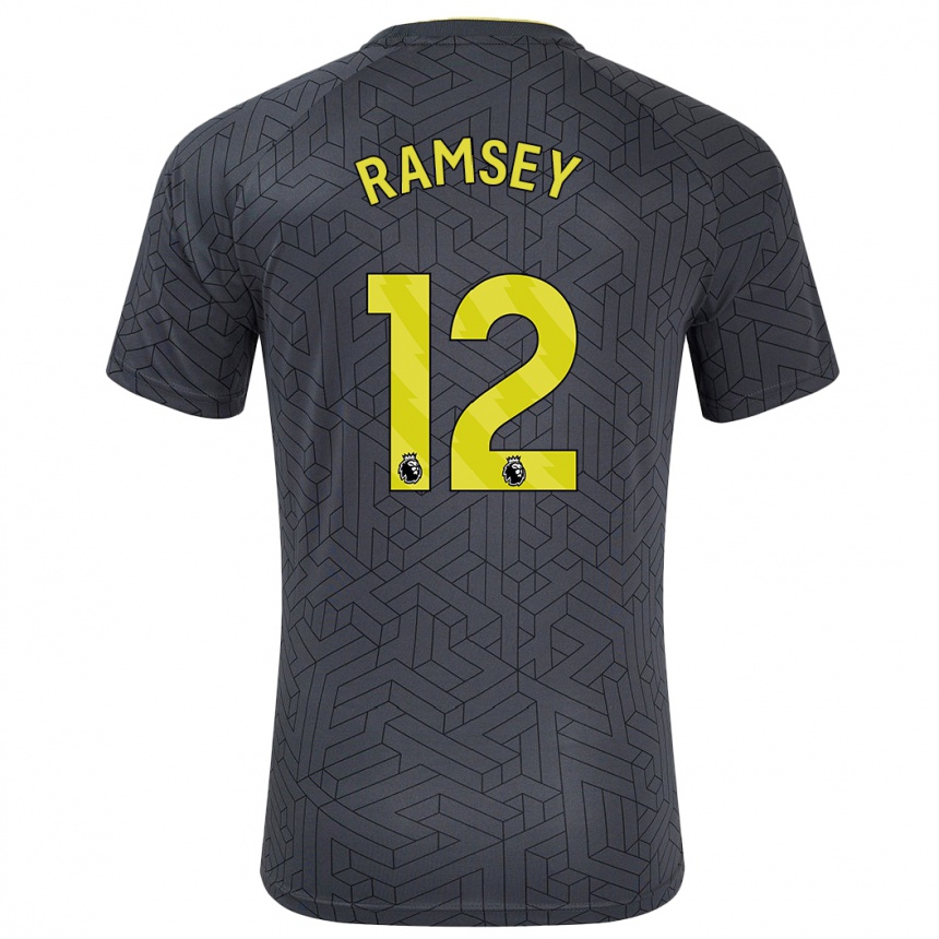 Men Football Emily Ramsey #12 Black Yellow Away Jersey 2024/25 T-Shirt Za