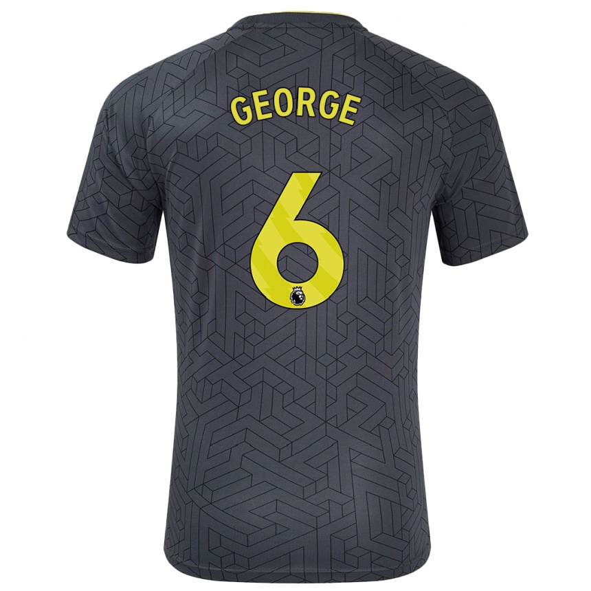 Men Football Gabrielle George #6 Black Yellow Away Jersey 2024/25 T-Shirt Za