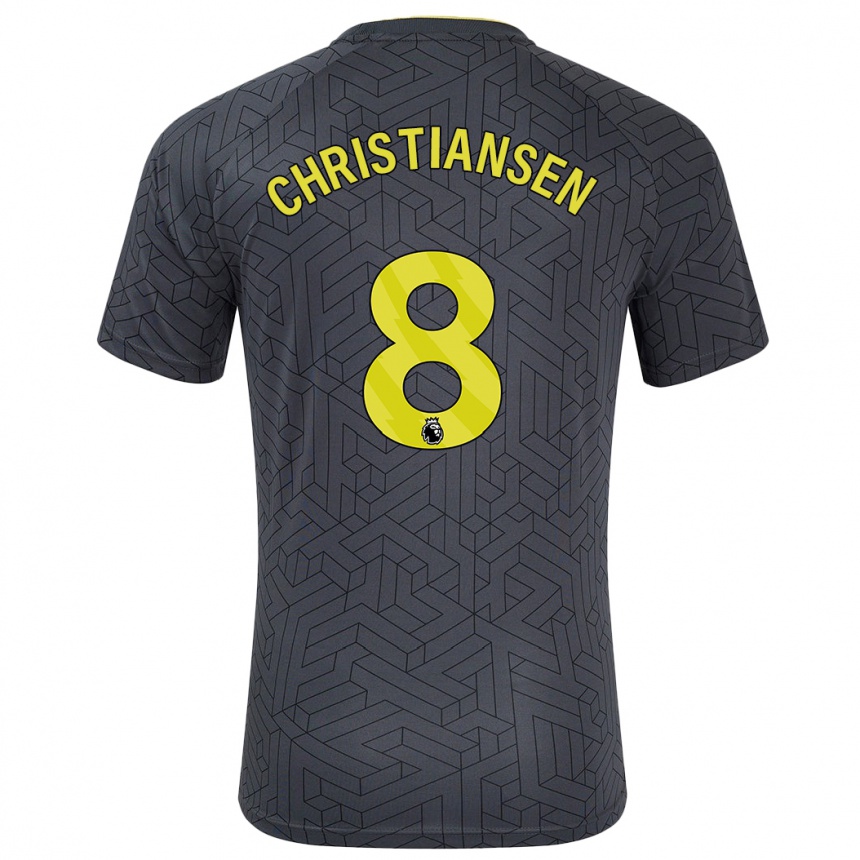 Men Football Izzy Christiansen #8 Black Yellow Away Jersey 2024/25 T-Shirt Za