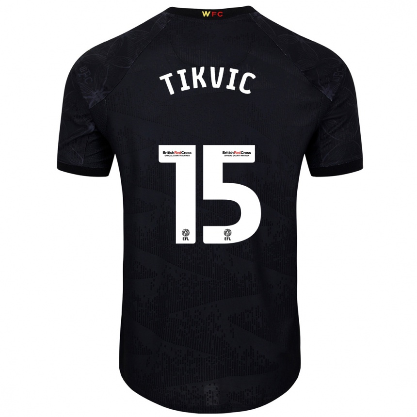 Men Football Antonio Tikvic #15 Black White Away Jersey 2024/25 T-Shirt Za