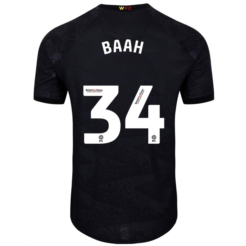 Men Football Kwadwo Baah #34 Black White Away Jersey 2024/25 T-Shirt Za