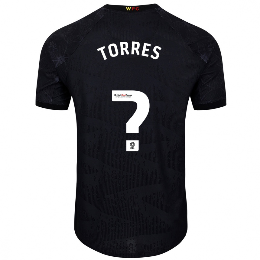 Men Football Laken Torres #0 Black White Away Jersey 2024/25 T-Shirt Za