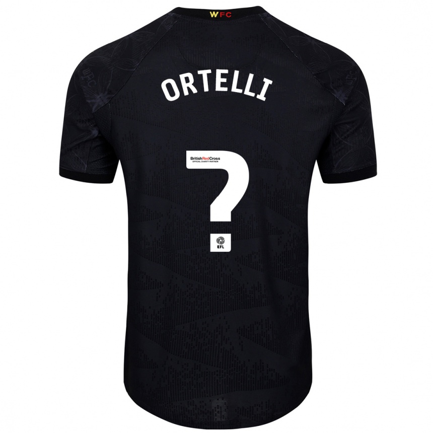 Men Football Gabriel Ortelli #0 Black White Away Jersey 2024/25 T-Shirt Za