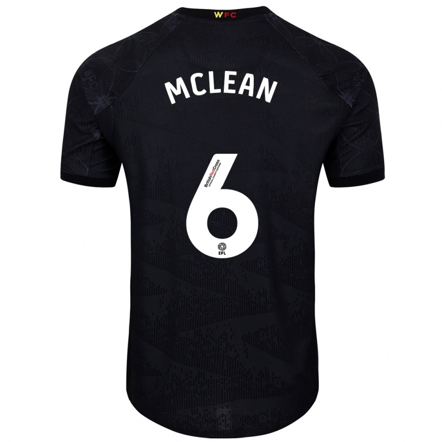 Men Football Sophie Mclean #6 Black White Away Jersey 2024/25 T-Shirt Za