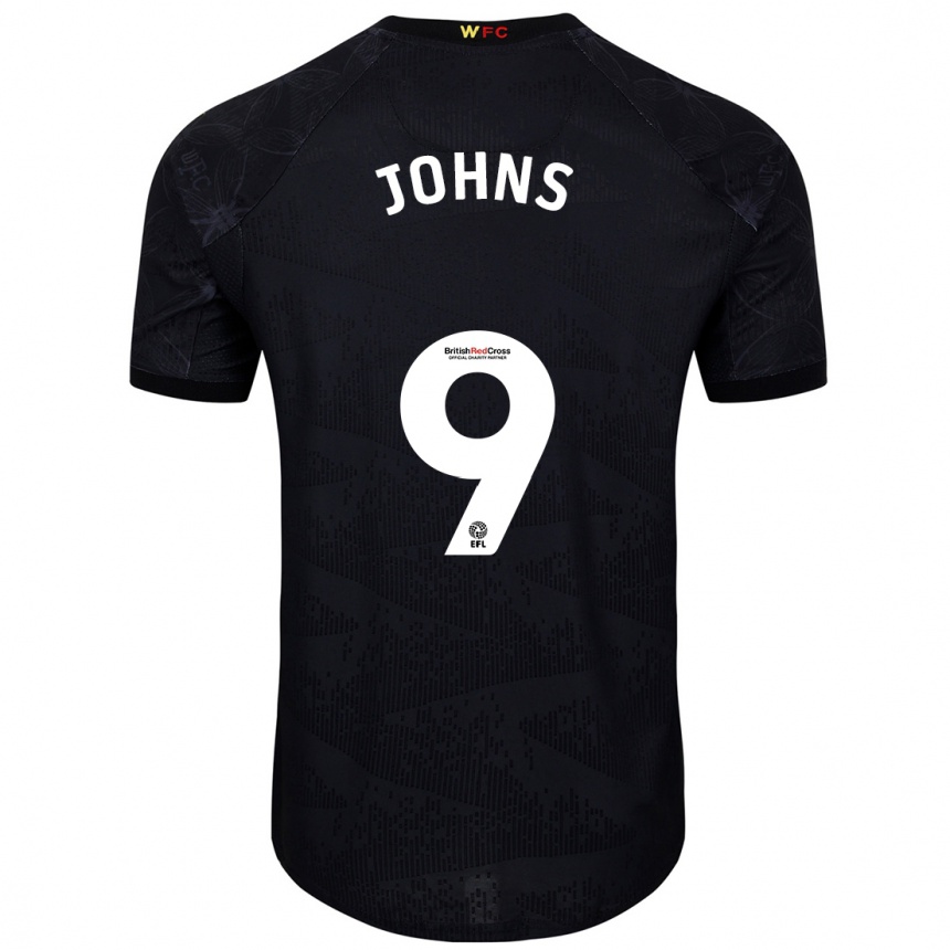 Men Football Carly Johns #9 Black White Away Jersey 2024/25 T-Shirt Za