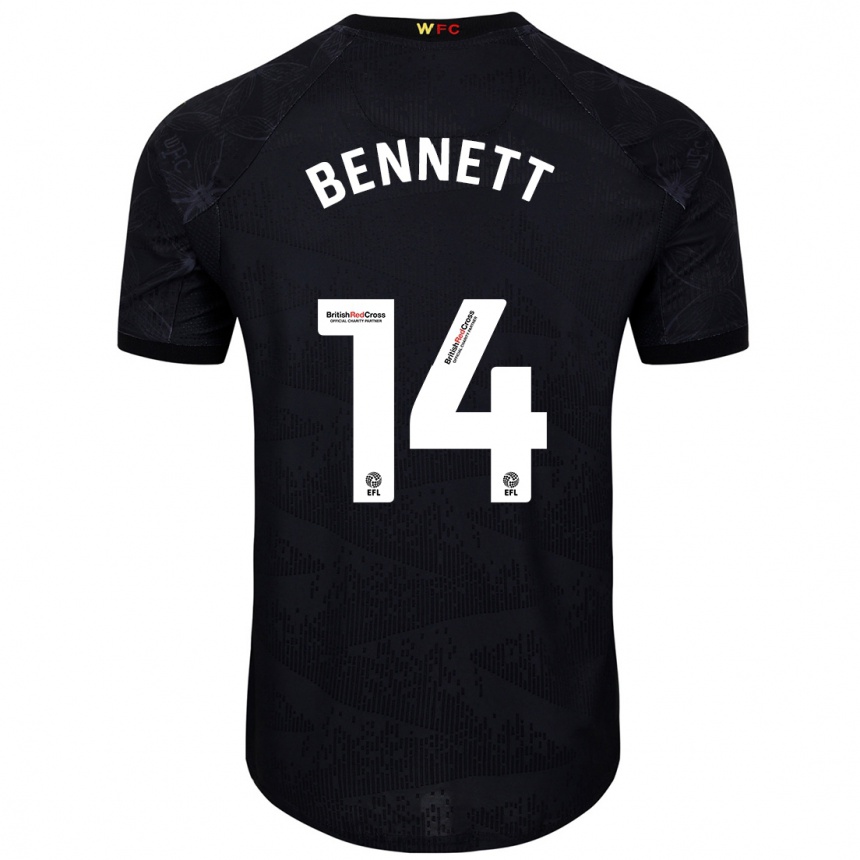 Men Football Harley Bennett #14 Black White Away Jersey 2024/25 T-Shirt Za