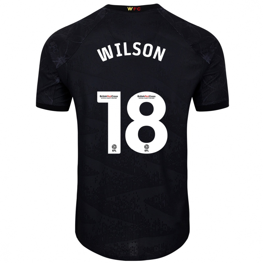 Men Football Poppy Wilson #18 Black White Away Jersey 2024/25 T-Shirt Za