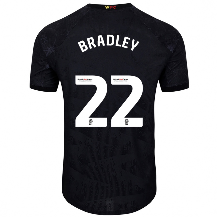 Men Football Jade Bradley #22 Black White Away Jersey 2024/25 T-Shirt Za