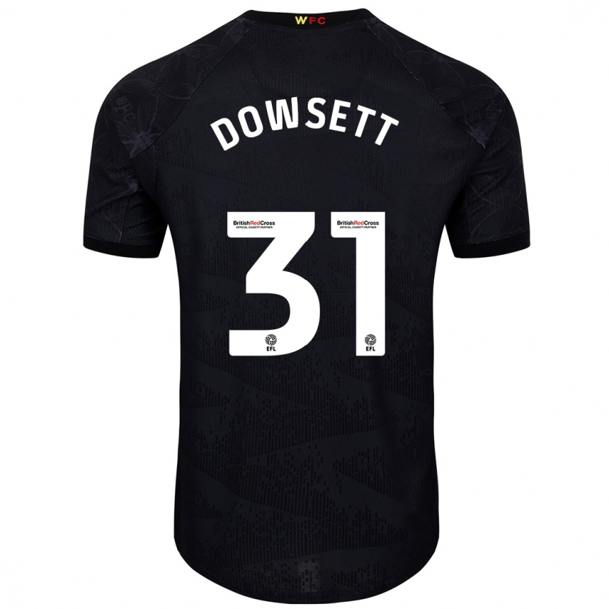 Men Football Rebekah Dowsett #31 Black White Away Jersey 2024/25 T-Shirt Za