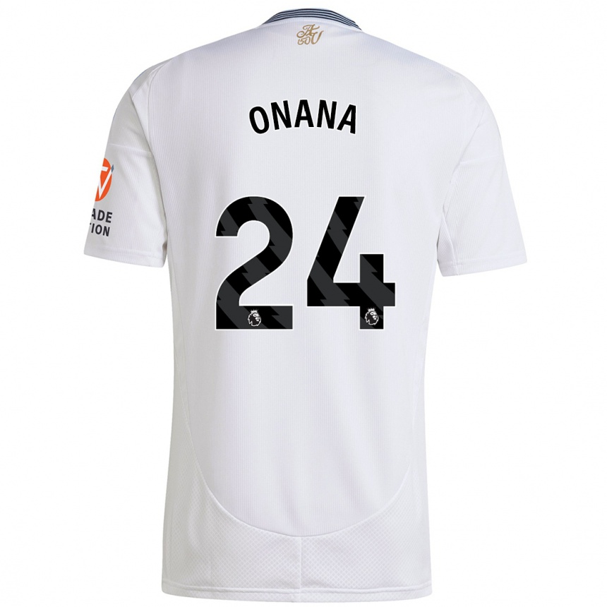 Men Football Amadou Onana #24 White Away Jersey 2024/25 T-Shirt Za