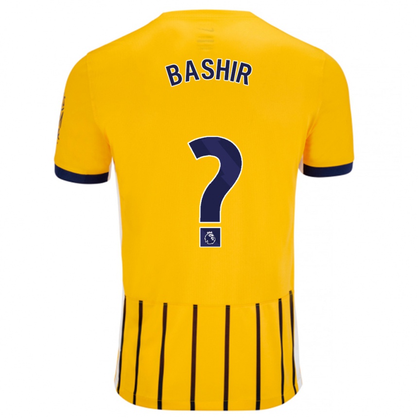 Men Football Sahil Bashir #0 Gold Blue Pinstripes Away Jersey 2024/25 T-Shirt Za