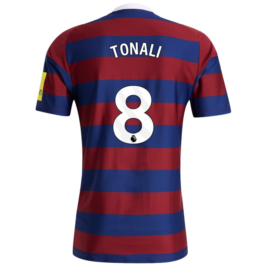 Men Football Sandro Tonali #8 Burgundy Navy Blue Away Jersey 2024/25 T-Shirt Za