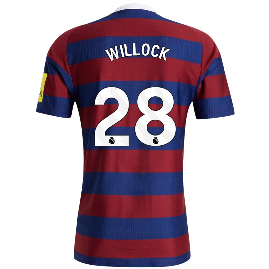 Men Football Joe Willock #28 Burgundy Navy Blue Away Jersey 2024/25 T-Shirt Za