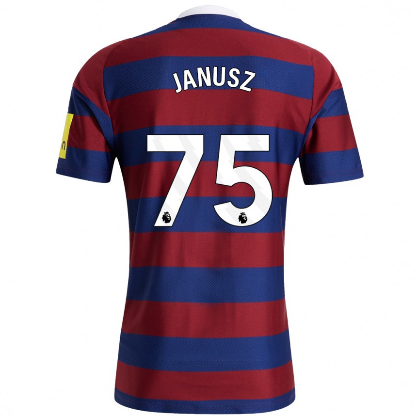 Men Football Adrian Janusz #75 Burgundy Navy Blue Away Jersey 2024/25 T-Shirt Za