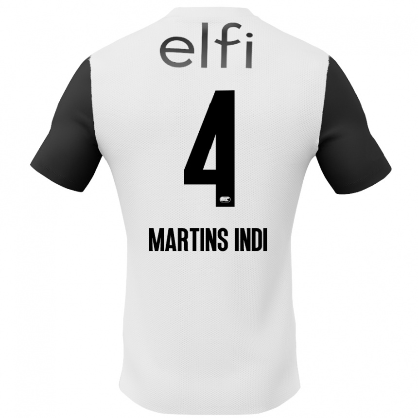 Men Football Bruno Martins Indi #4 White Black Away Jersey 2024/25 T-Shirt Za