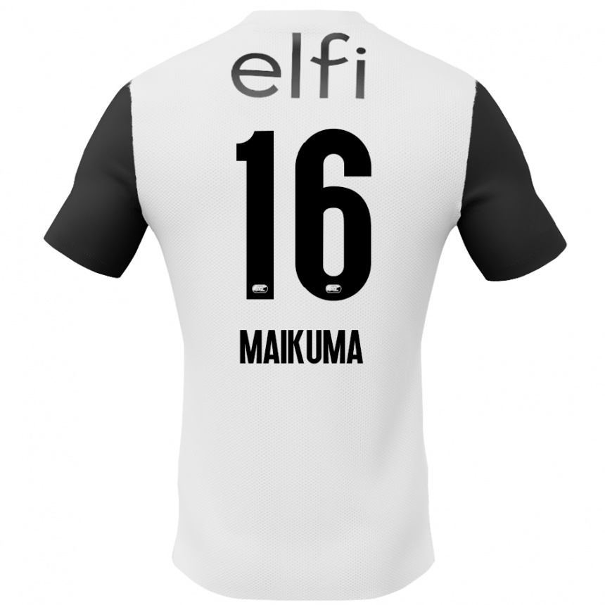 Men Football Seiya Maikuma #16 White Black Away Jersey 2024/25 T-Shirt Za