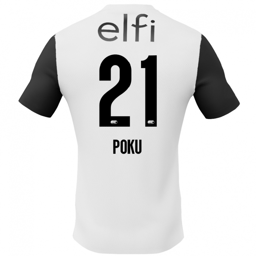 Men Football Ernest Poku #21 White Black Away Jersey 2024/25 T-Shirt Za