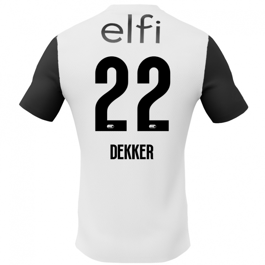 Men Football Maxim Dekker #22 White Black Away Jersey 2024/25 T-Shirt Za