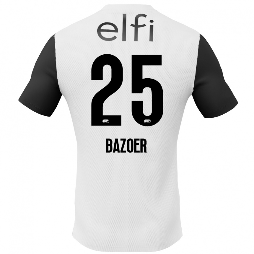 Men Football Riechedly Bazoer #25 White Black Away Jersey 2024/25 T-Shirt Za