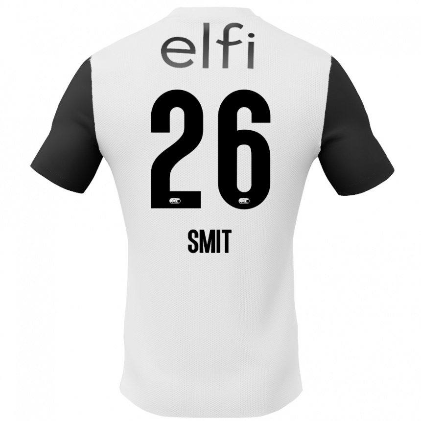 Men Football Kees Smit #26 White Black Away Jersey 2024/25 T-Shirt Za