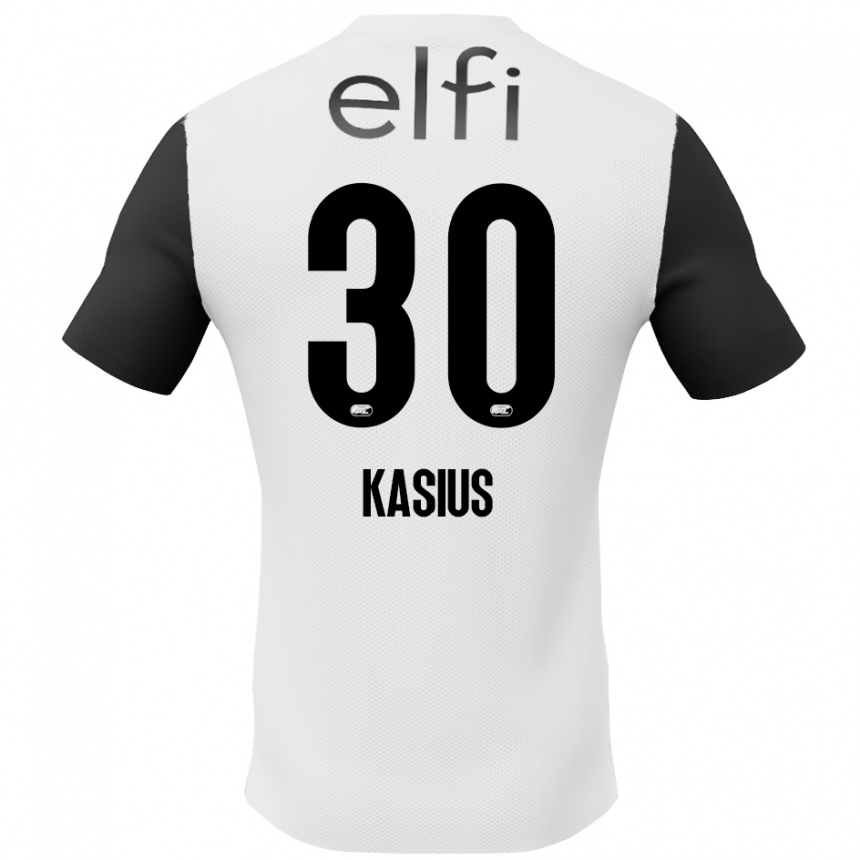 Men Football Denso Kasius #30 White Black Away Jersey 2024/25 T-Shirt Za