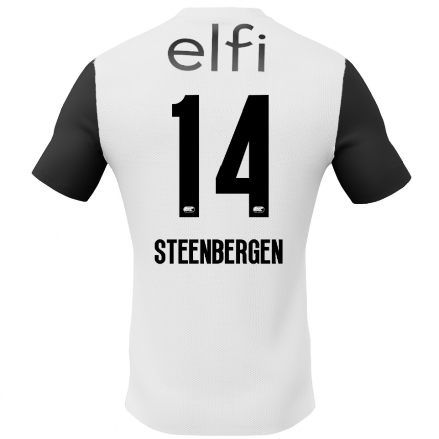 Men Football Thom Steenbergen #14 White Black Away Jersey 2024/25 T-Shirt Za