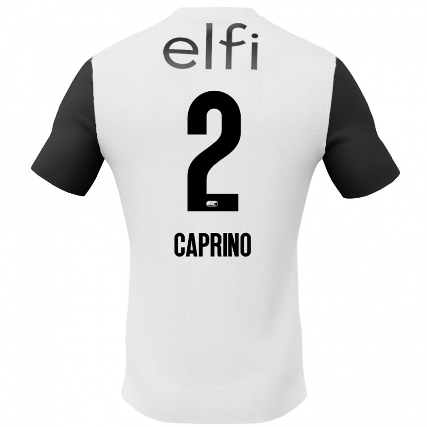 Men Football Ginia Caprino #2 White Black Away Jersey 2024/25 T-Shirt Za