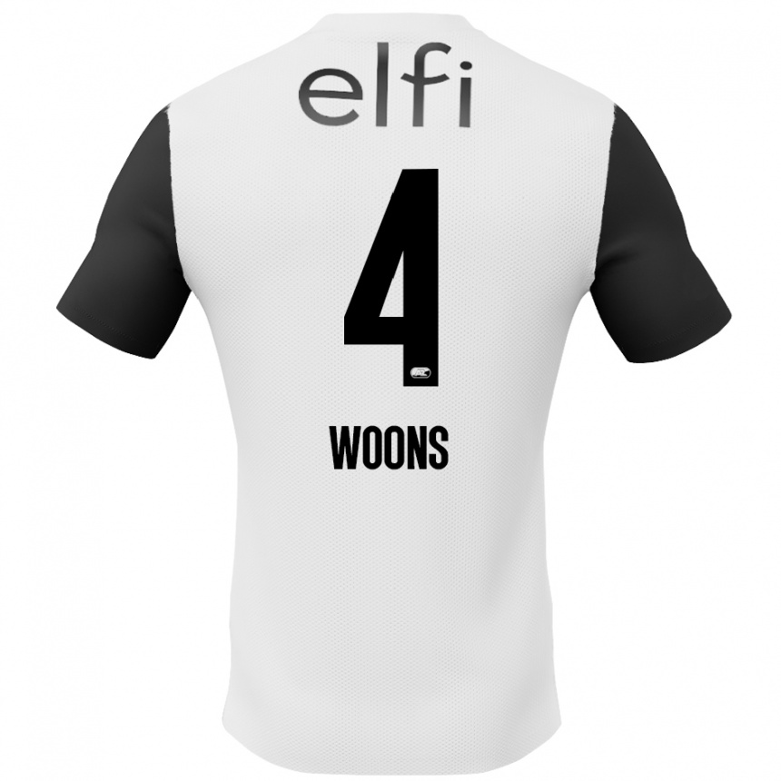 Men Football Karlijn Woons #4 White Black Away Jersey 2024/25 T-Shirt Za