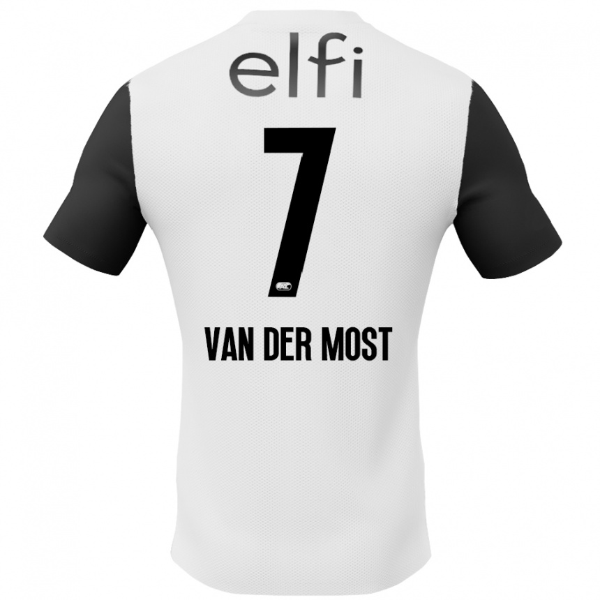 Men Football Veerle Van Der Most #7 White Black Away Jersey 2024/25 T-Shirt Za