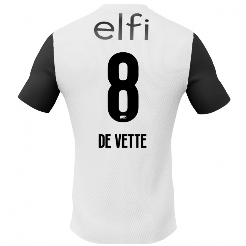 Men Football Manique De Vette #8 White Black Away Jersey 2024/25 T-Shirt Za