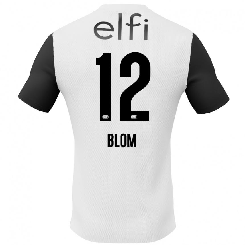 Men Football Robin Blom #12 White Black Away Jersey 2024/25 T-Shirt Za